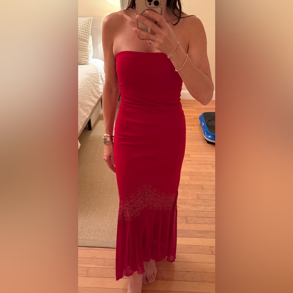 Charlotte Russe Strapless  Y2K Red Maxi Dress
